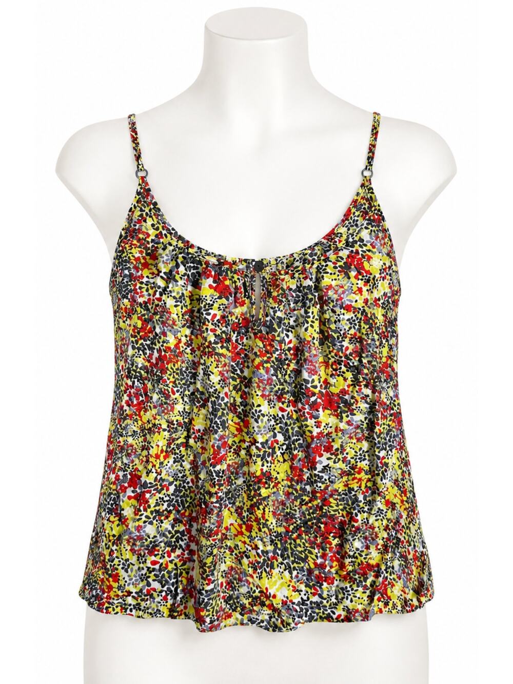 Eight Sixty Tank Top Size M Yellow Pink Gray Ditsy Floral Dainty Y2K Made in USA